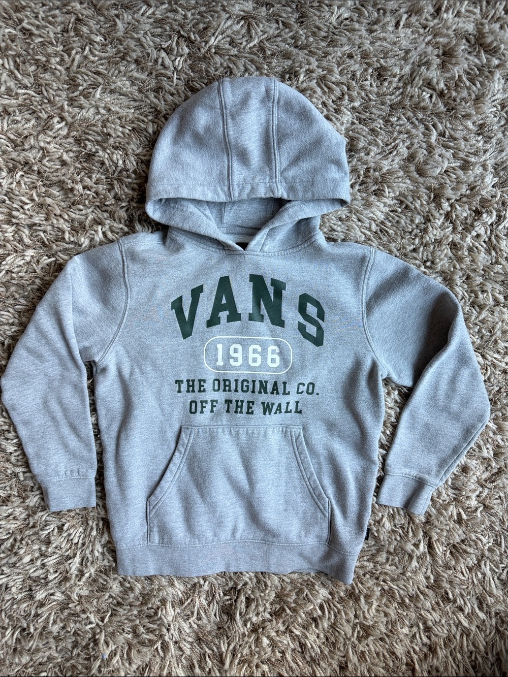 Boys Medium Vans Light Gray Hoodie with Dark Green Logo - Picture 1 of 3